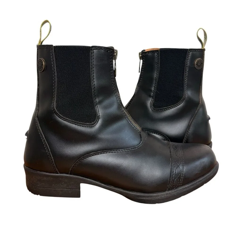 Moretta Clio Paddock Boots Women’s 5 Black Front Zip Equestrian Riding Chelsea